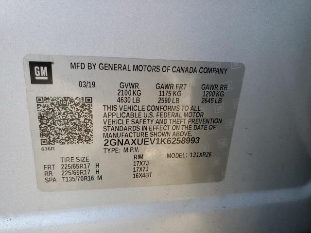 Photo 14 from auction – 2019 CHEVROLET EQUINOX LT with VIN 2GNAXUEV1K6258993