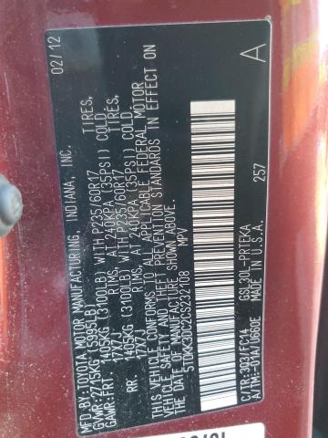 Photo 14 from auction – 2012 TOYOTA SIENNA LE with VIN 5TDKK3DC2CS232108