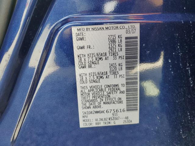 Photo 14 from auction – 2017 NISSAN PATHFINDER with VIN 5N1DR2MM6HC675616