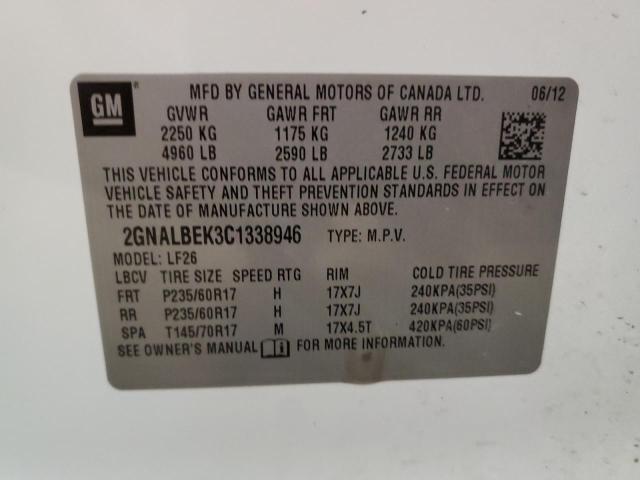Photo 14 from auction – 2012 CHEVROLET EQUINOX LS with VIN 2GNALBEK3C1338946