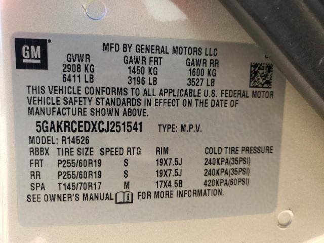 Photo 14 from auction – 2012 BUICK ENCLAVE with VIN 5GAKRCEDXCJ251541