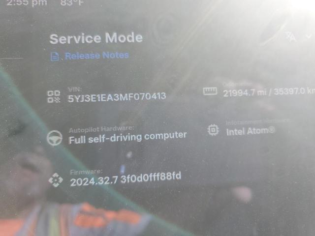 Photo 9 from auction – 2021 TESLA MODEL 3 with VIN 5YJ3E1EA3MF070413