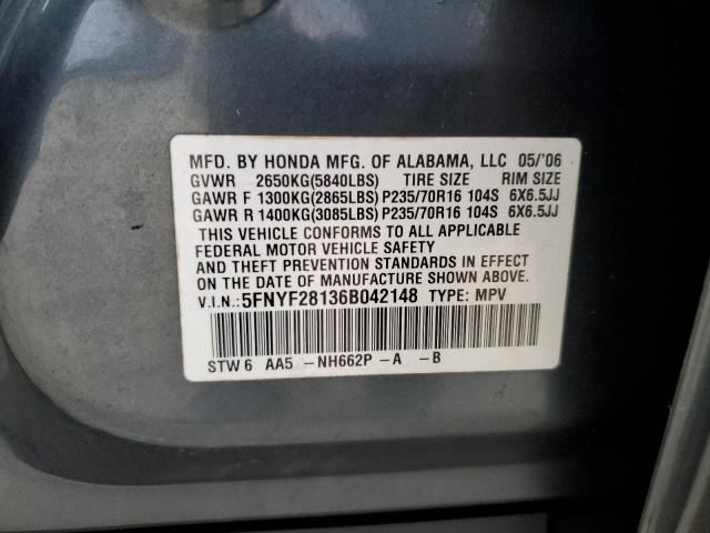 Foto 14 de la subasta – 2006 HONDA PILOT LX con VIN 5FNYF28136B042148