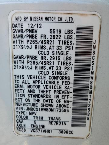 Photo 14 from auction – 2013 INFINITI FX37 with VIN JN8CS1MW8DM173585