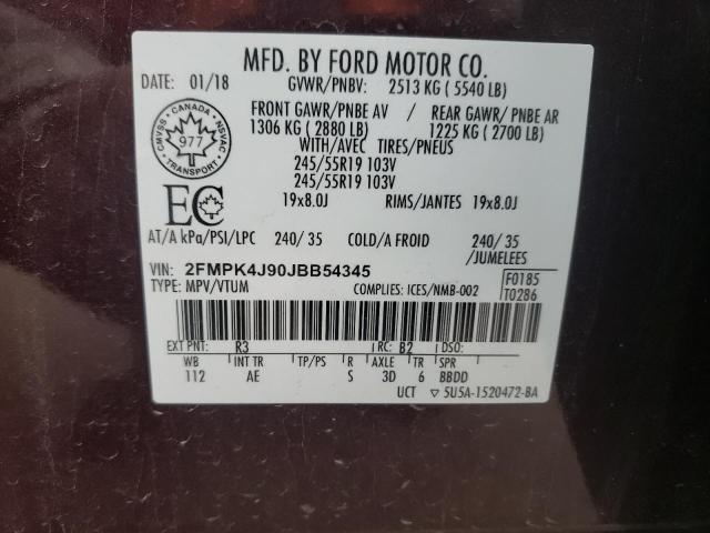 Photo 14 from auction – 2018 FORD EDGE SEL with VIN 2FMPK4J90JBB54345