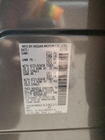 Photo 14 from auction – 2016 NISSAN PATHFINDER with VIN 5N1AR2MN0GC629225