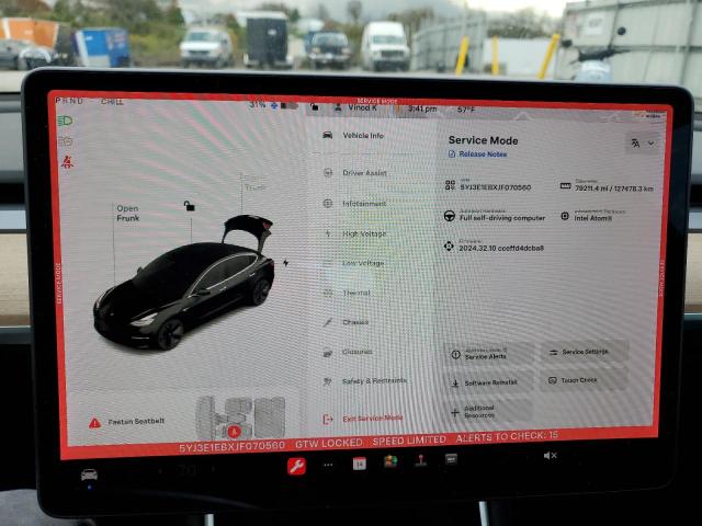 Photo 9 from auction – 2018 TESLA MODEL 3 with VIN 5YJ3E1EBXJF070560