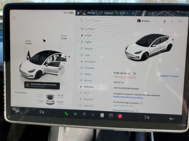 Photo 9 from auction – 2023 TESLA MODEL 3 with VIN 5YJ3E1EC9PF585681