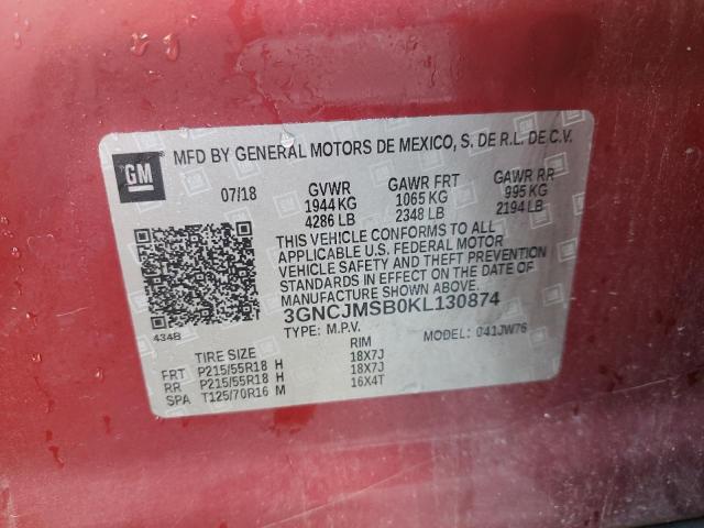Photo 14 from auction – 2019 CHEVROLET TRAX PREMI with VIN 3GNCJMSB0KL130874