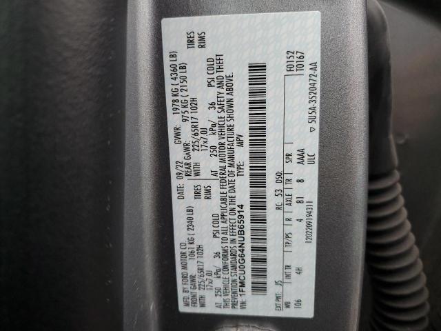 Photo 14 from auction – 2022 FORD ESCAPE SE with VIN 1FMCU0G64NUB65914