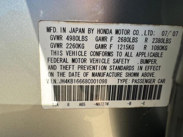 Photo 10 from auction – 2008 ACURA RL with VIN JH4KB16668C001098