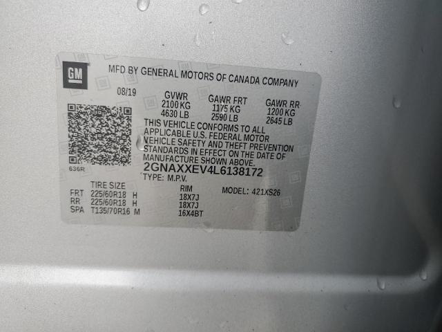 Photo 14 from auction – 2020 CHEVROLET EQUINOX PR with VIN 2GNAXXEV4L6138172