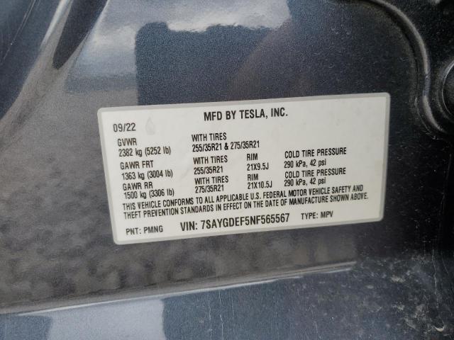 Photo 14 from auction – 2022 TESLA MODEL Y with VIN 7SAYGDEF5NF565567
