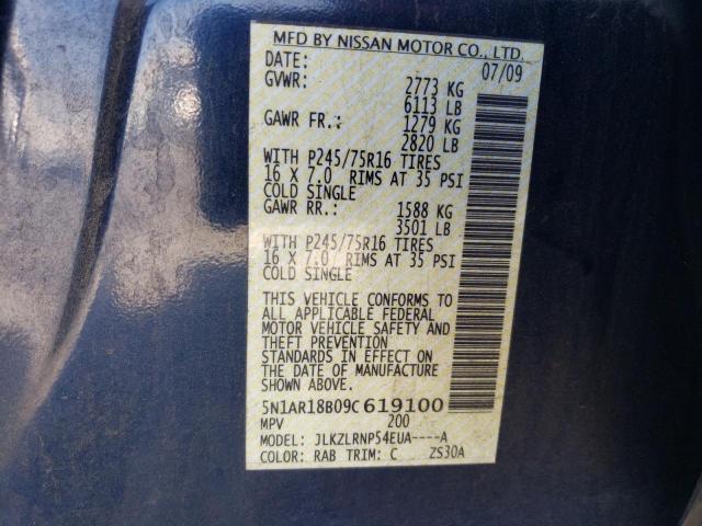 Photo 14 from auction – 2009 NISSAN PATHFINDER with VIN 5N1AR18B09C619100