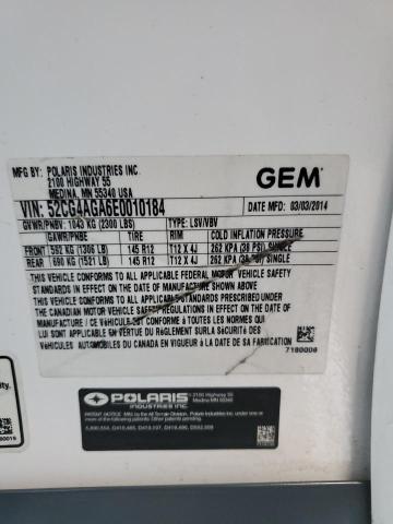 Photo 10 from auction – 2014 GEM E4 with VIN 52CG4AGA6E0010184