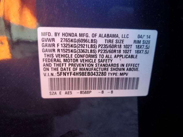 Photo 14 from auction – 2014 HONDA PILOT TOUR with VIN 5FNYF4H98EB043280