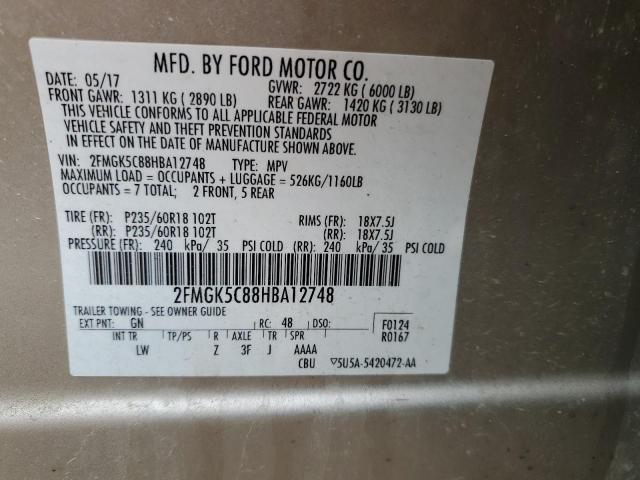 Снимка 14 от търг – 2017 FORD FLEX SEL с VIN 2FMGK5C88HBA12748