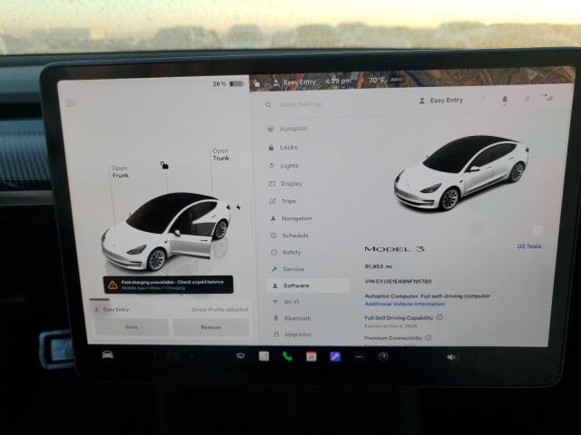 Photo 9 from auction – 2022 TESLA MODEL 3 with VIN 5YJ3E1EA8NF191780