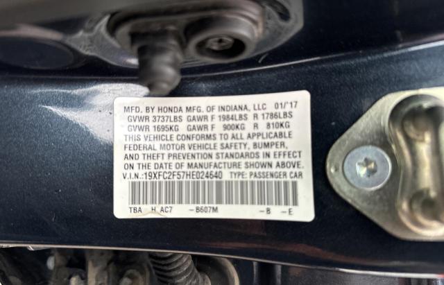 Photo 10 from auction – 2017 HONDA CIVIC LX with VIN 19XFC2F57HE024640