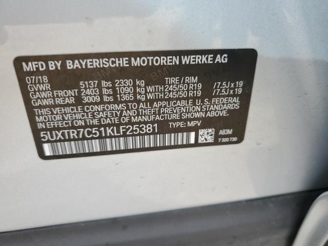 Photo 14 from auction – 2019 BMW X3 SDRIVE3 with VIN 5UXTR7C51KLF25381