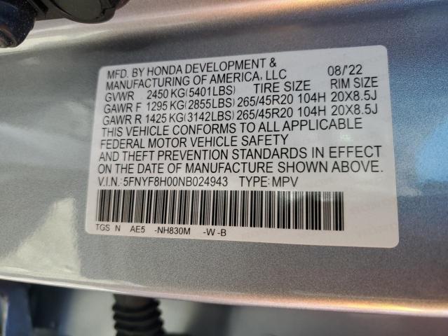 Photo 14 from auction – 2022 HONDA PASSPORT E with VIN 5FNYF8H00NB024943