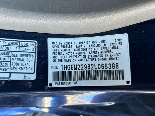 Zdjęcie 10 z aukcji – 2002 HONDA CIVIC EX z VIN 1HGEM22962L065388