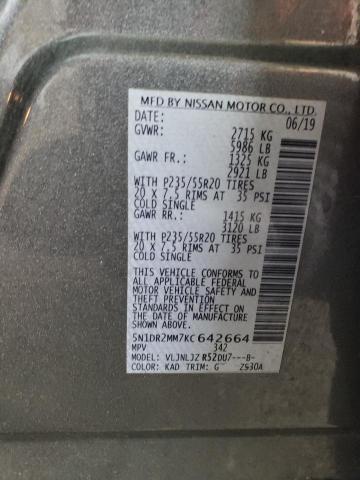 Photo 14 from auction – 2019 NISSAN PATHFINDER with VIN 5N1DR2MM7KC642664