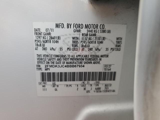 Photo 14 from auction – 2011 FORD EDGE SEL with VIN 2FMDK3JC4BBB67934