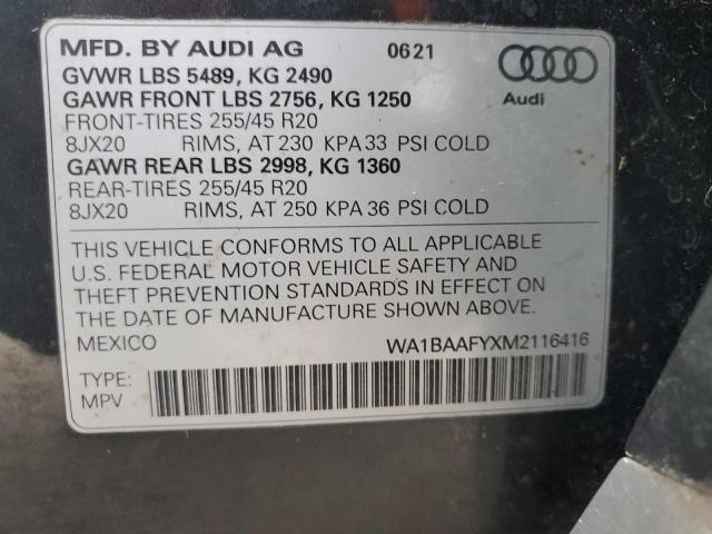 Photo 14 from auction – 2021 AUDI Q5 PREMIUM with VIN WA1BAAFYXM2116416