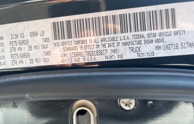 Photo 10 from auction – 2016 RAM 1500 SLT with VIN 1C6RR6LT0GS193617