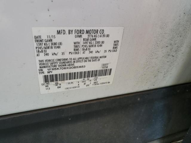 Photo 14 from auction – 2016 FORD EXPLORER X with VIN 1FM5K7D8XGGB53653