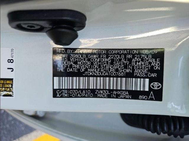 Photo 10 from auction – 2010 TOYOTA PRIUS with VIN JTDKN3DU0A1007681