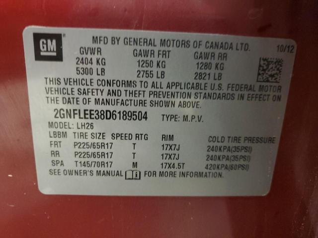 Photo 14 from auction – 2013 CHEVROLET EQUINOX LT with VIN 2GNFLEE38D6189504