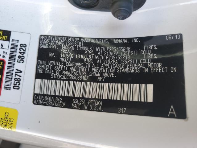 Photo 14 from auction – 2013 TOYOTA SIENNA XLE with VIN 5TDDK3DC5DS068167