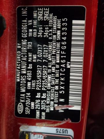 Photo 14 from auction – 2015 KIA SORENTO LX with VIN 5XYKTCA61FG643335