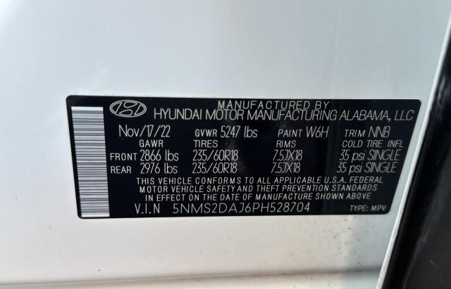 Photo 10 from auction – 2023 HYUNDAI SANTA FE S with VIN 5NMS2DAJ6PH528704