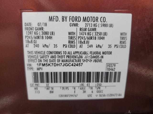 Photo 14 from auction – 2018 FORD EXPLORER X with VIN 1FM5K7DH7JGC42457