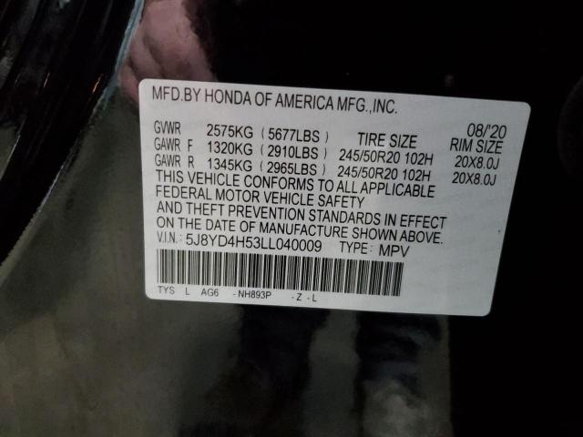 Photo 14 from auction – 2020 ACURA MDX TECHNO with VIN 5J8YD4H53LL040009