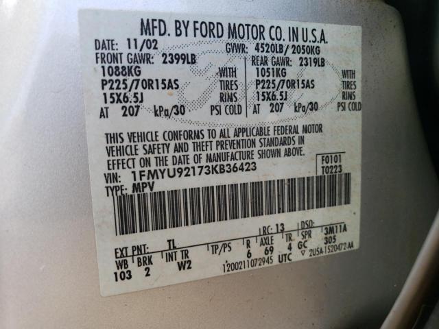 Photo 14 from auction – 2003 FORD ESCAPE with VIN 1FMYU92173KB36423