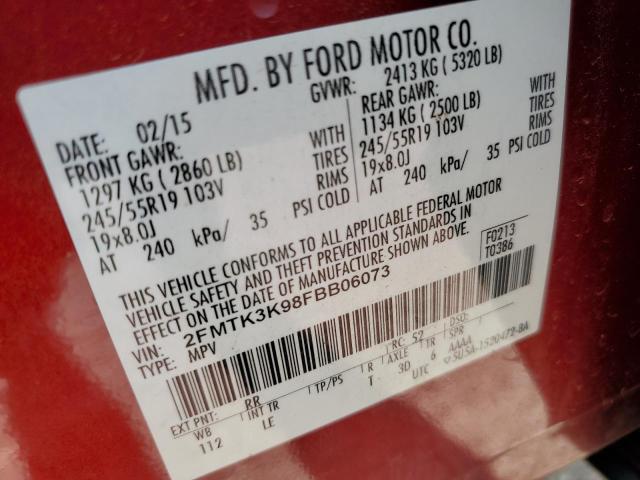 Photo 14 from auction – 2015 FORD EDGE TITAN with VIN 2FMTK3K98FBB06073