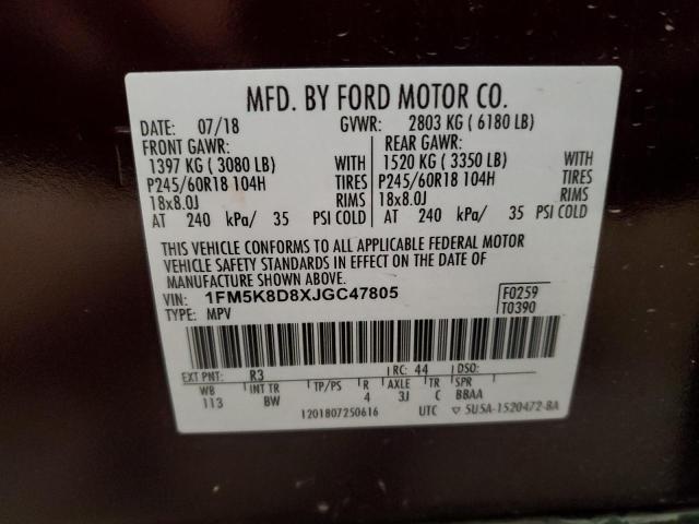 Photo 14 from auction – 2018 FORD EXPLORER X with VIN 1FM5K8D8XJGC47805