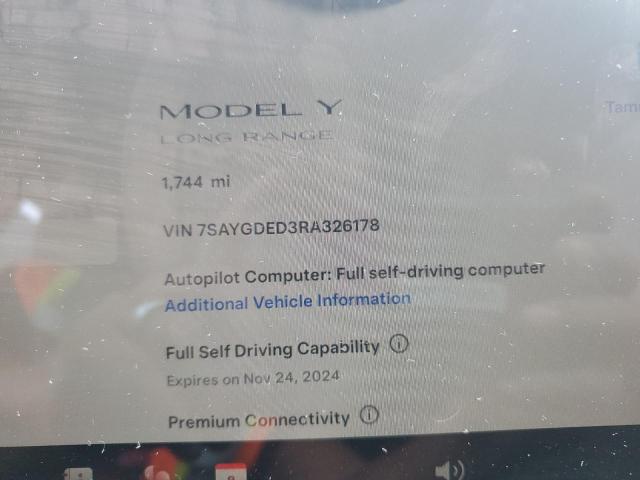Photo 9 from auction – 2024 TESLA MODEL Y with VIN 7SAYGDED3RA326178