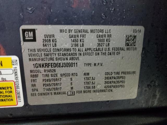 Photo 14 from auction – 2014 CHEVROLET TRAVERSE L with VIN 1GNKRFED6EJ309011