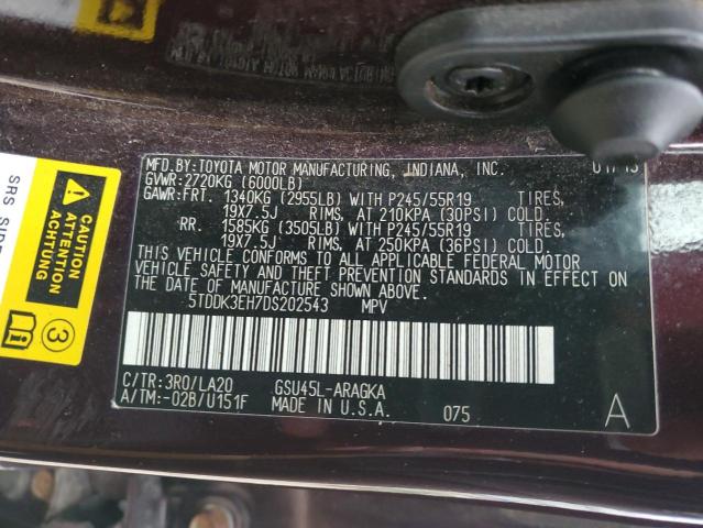 Photo 14 from auction – 2013 TOYOTA HIGHLANDER with VIN 5TDDK3EH7DS202543