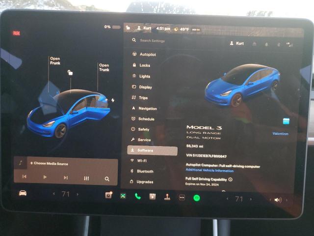Photo 9 from auction – 2020 TESLA MODEL 3 with VIN 5YJ3E1EB7LF800847
