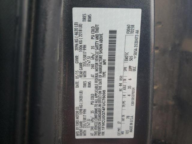 Photo 14 from auction – 2015 FORD ESCAPE SE with VIN 1FMCU0G74FUC76098