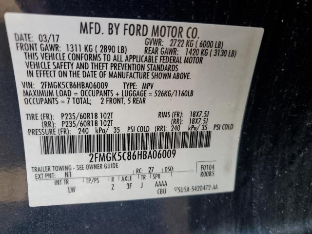 Photo 14 from auction – 2017 FORD FLEX SEL with VIN 2FMGK5C86HBA06009