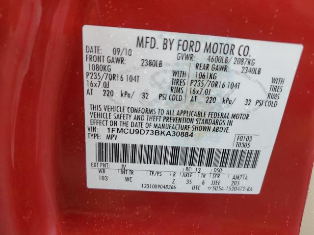 Photo 14 from auction – 2011 FORD ESCAPE XLT with VIN 1FMCU9D73BKA30884