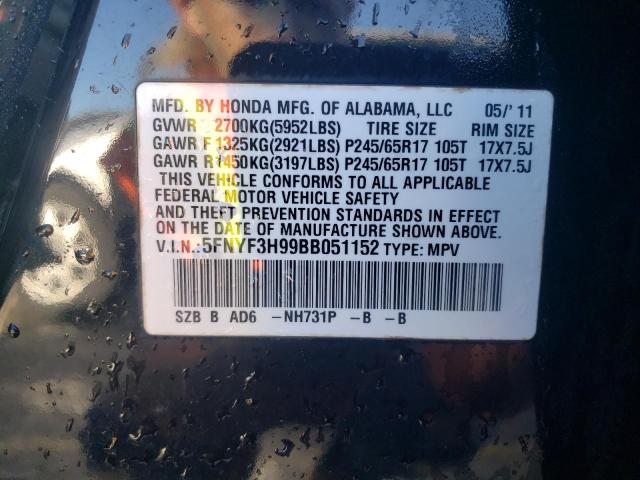 Photo 14 from auction – 2011 HONDA PILOT TOUR with VIN 5FNYF3H99BB051152