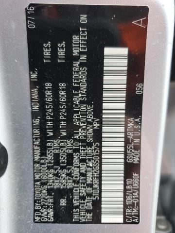 Photo 14 from auction – 2016 TOYOTA HIGHLANDER with VIN 5TDJKRFH2GS501575